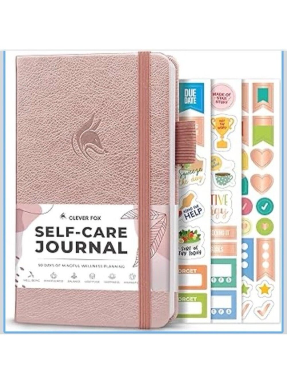 Clever Fox Self Care Journal Daily Reflection Notebook Planner Rose Gold Pocket